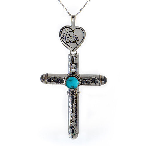 Sterling Silver Turquoise Cross Necklace