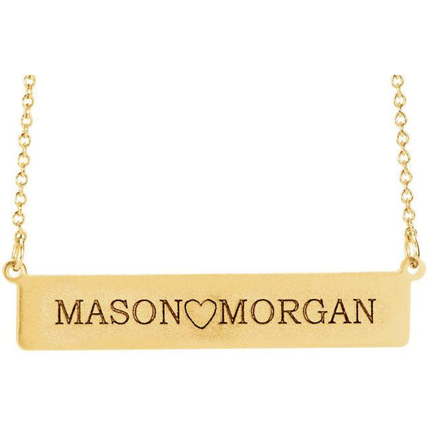 14K Solid Gold Monogram Name Bar