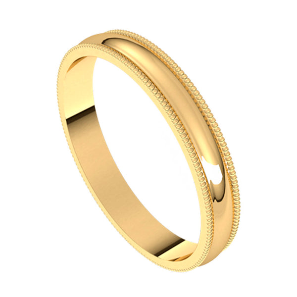 14K Yellow Lightweight Milgrain Wedding Band