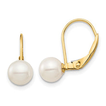 Jewelry 14k 6-6.5mm White Round FW Cultured Pearl Emerald Leverback  Earrings ユニセックス