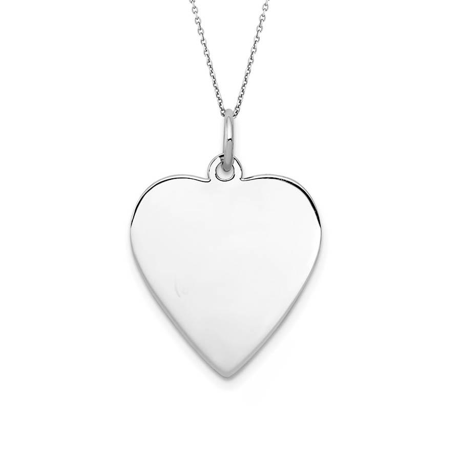 Love Heart Initial Necklace Silver, 16-18 D / High Polished