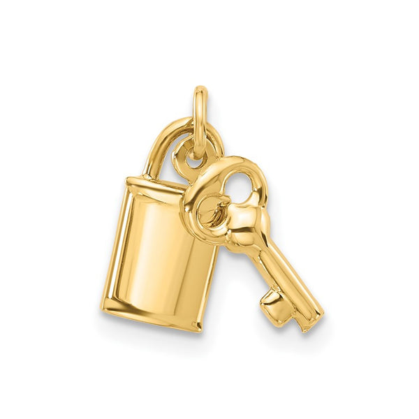 Key and Lock Charm Bracelet in 14K Yellow Gold 7.5