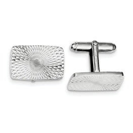 Sterling Silver Rhodium Plated Textured Swirl Cuff Links